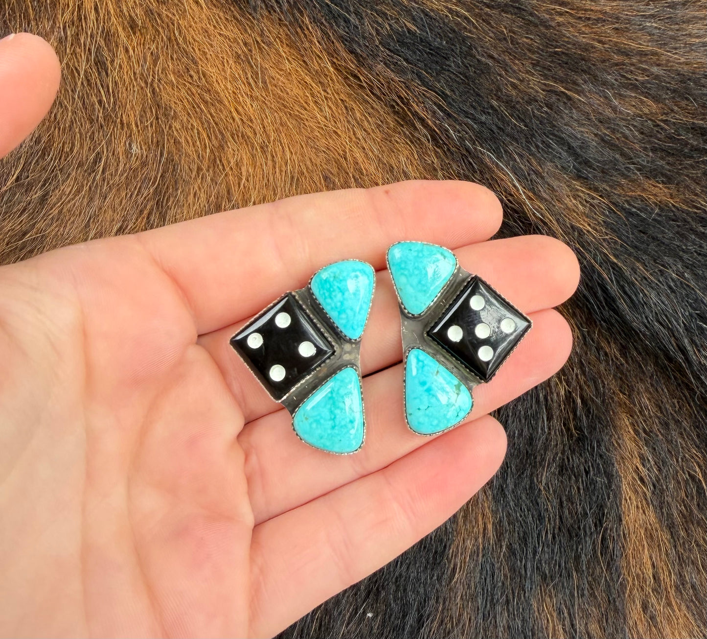 Dice & Turquoise Studs 🖤