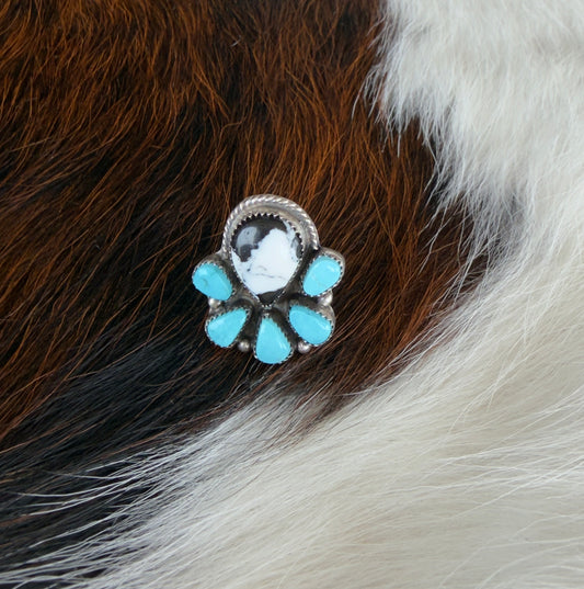 Turquoise & White Buffalo Ring