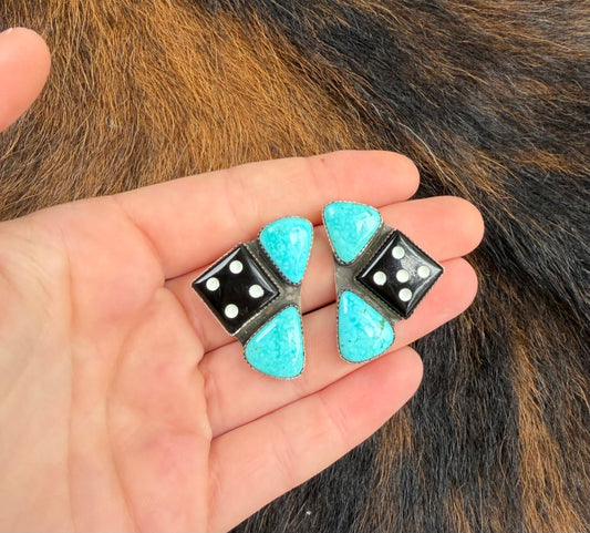 Dice & Turquoise Studs 🖤