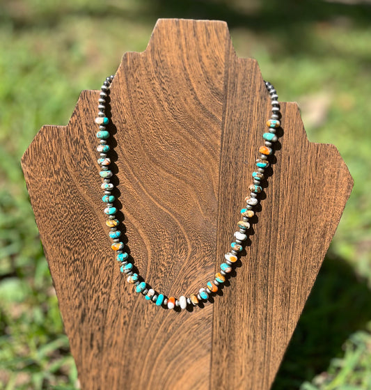 Turquoise & Spiny Oyster Navajo Pearls