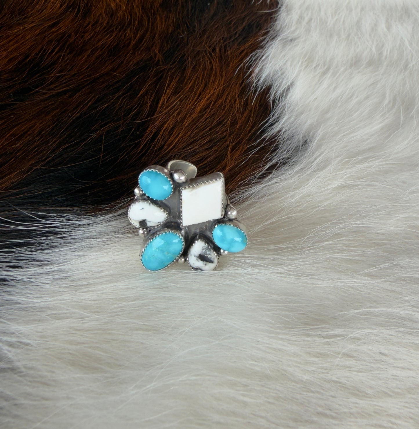 Turquoise & White Buffalo Statement Ring