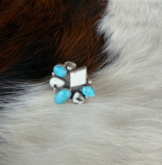 Turquoise & White Buffalo Statement Ring