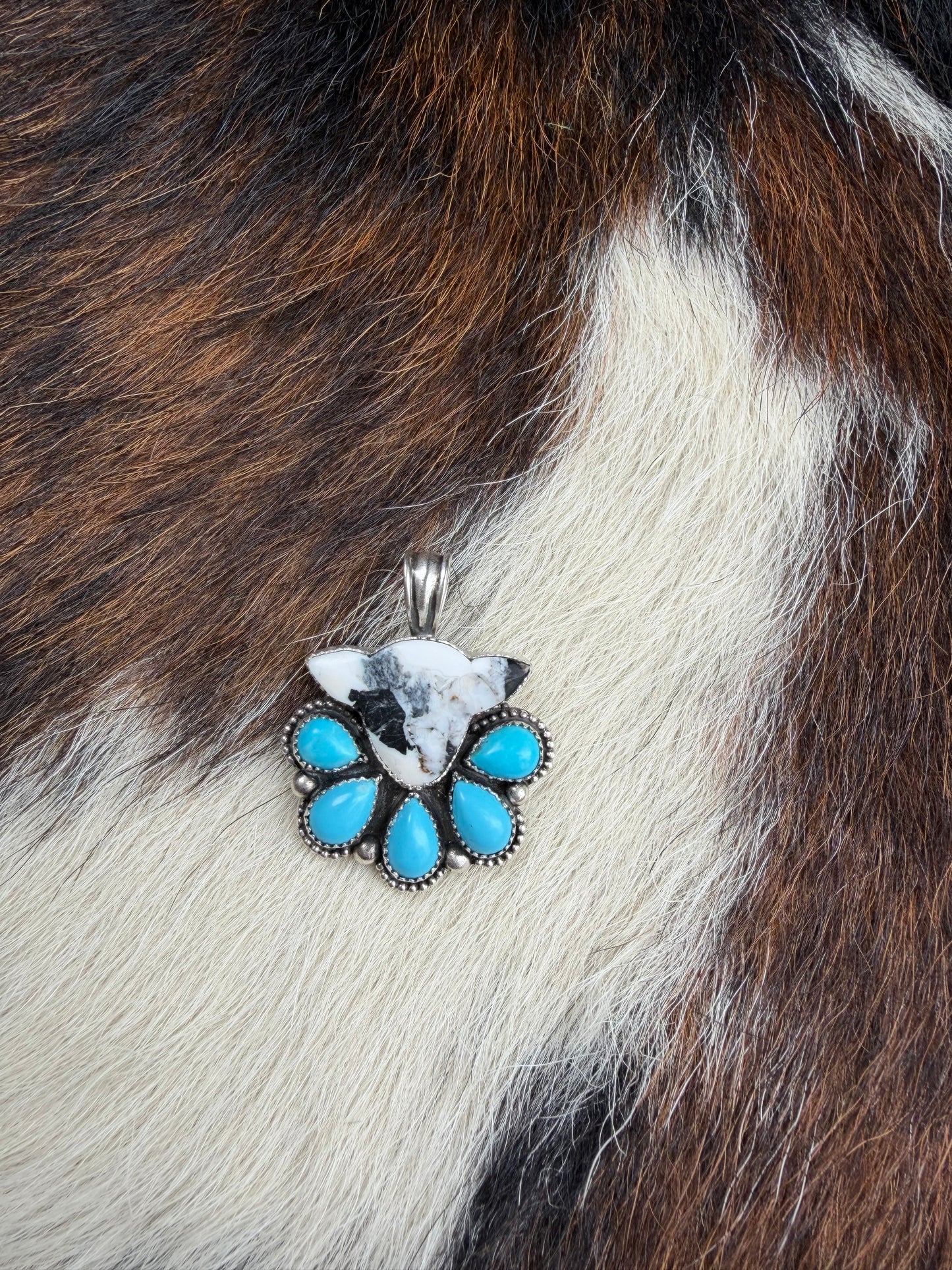 White Buffalo & Turquoise Cow-Head